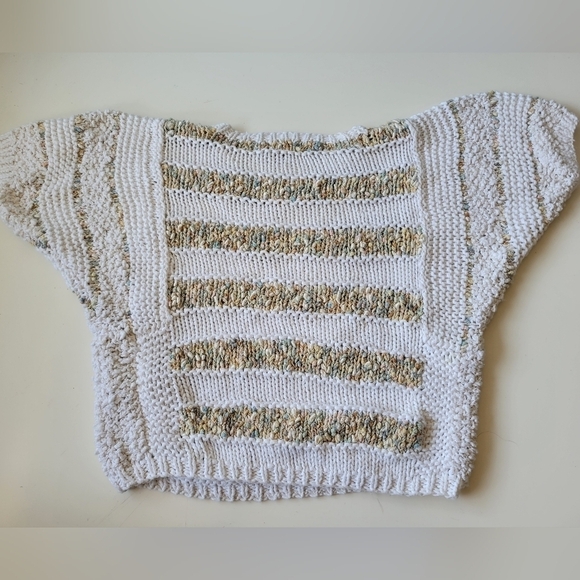 Vntg Jennifer Reed Hand Knit Sweater Top Size Medium White - Picture 2 of 8